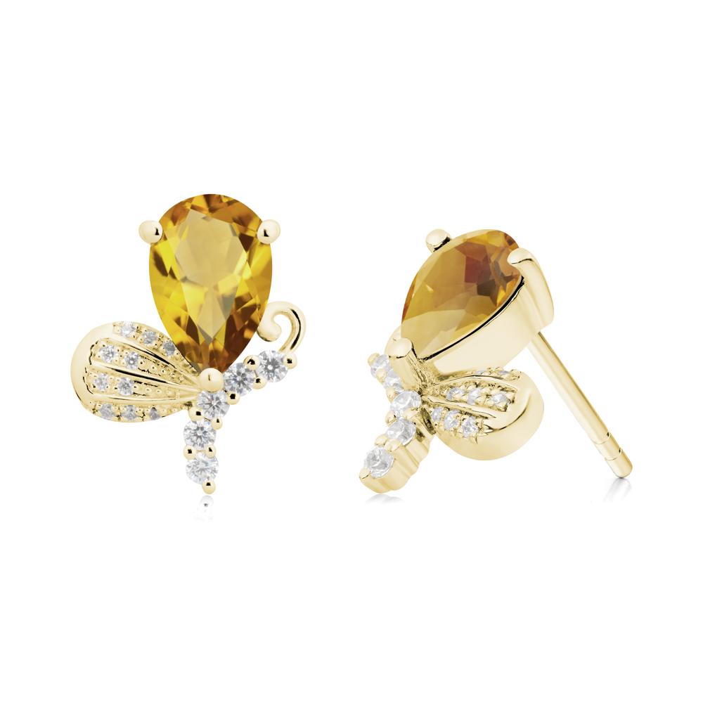Butterfly Inspired Tear Shaped Citrine Earrings - LUO Jewelry #metal_18k yellow gold