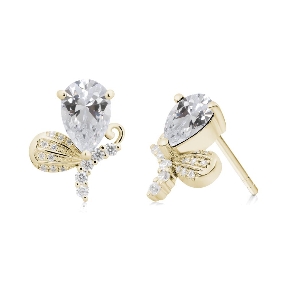 Sparkling Wing Cubic Zirconia Butterfly Earrings - LUO Jewelry #metal_14k yellow gold
