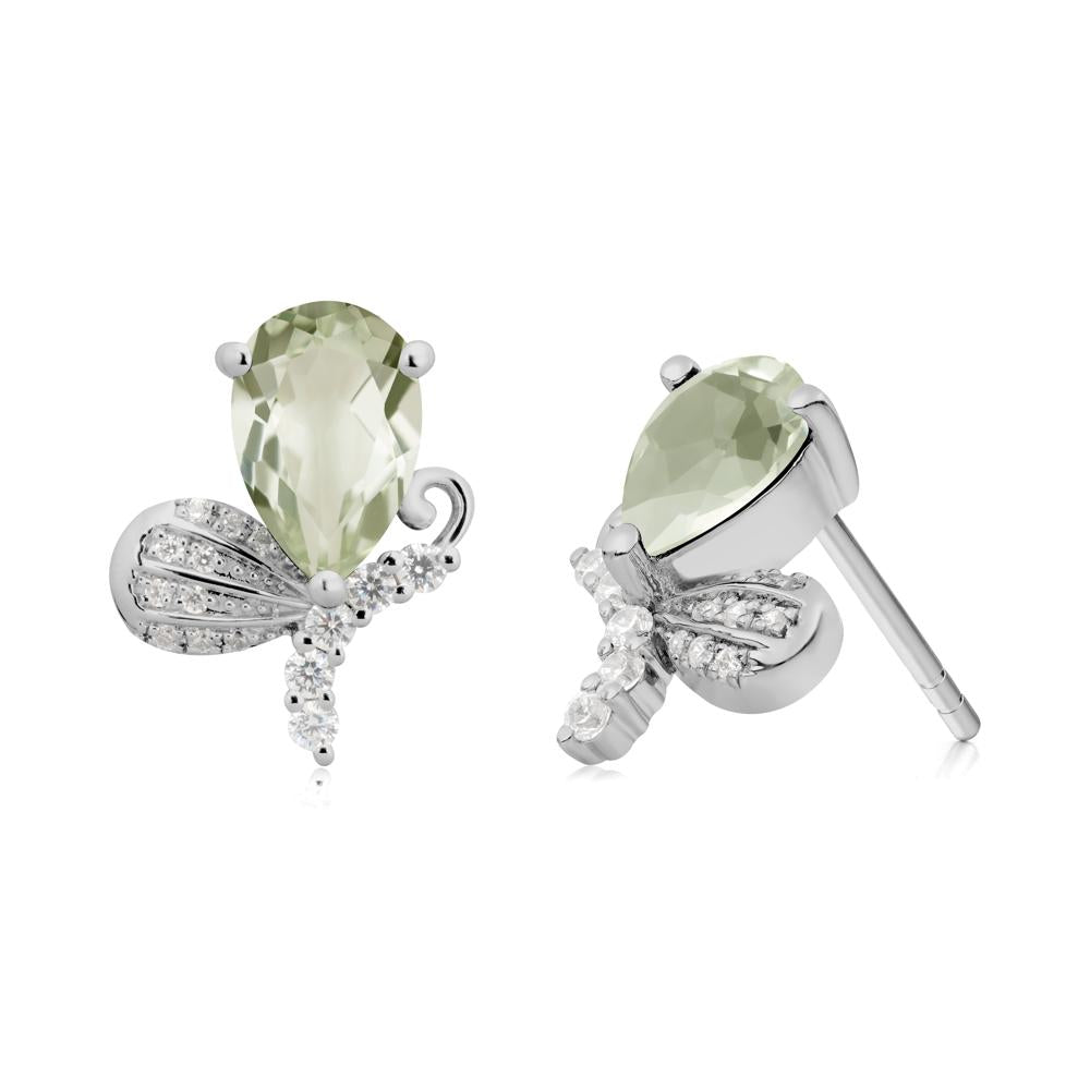 Butterfly Inspired Tear Shaped Green Amethyst Earrings - LUO Jewelry #metal_platinum