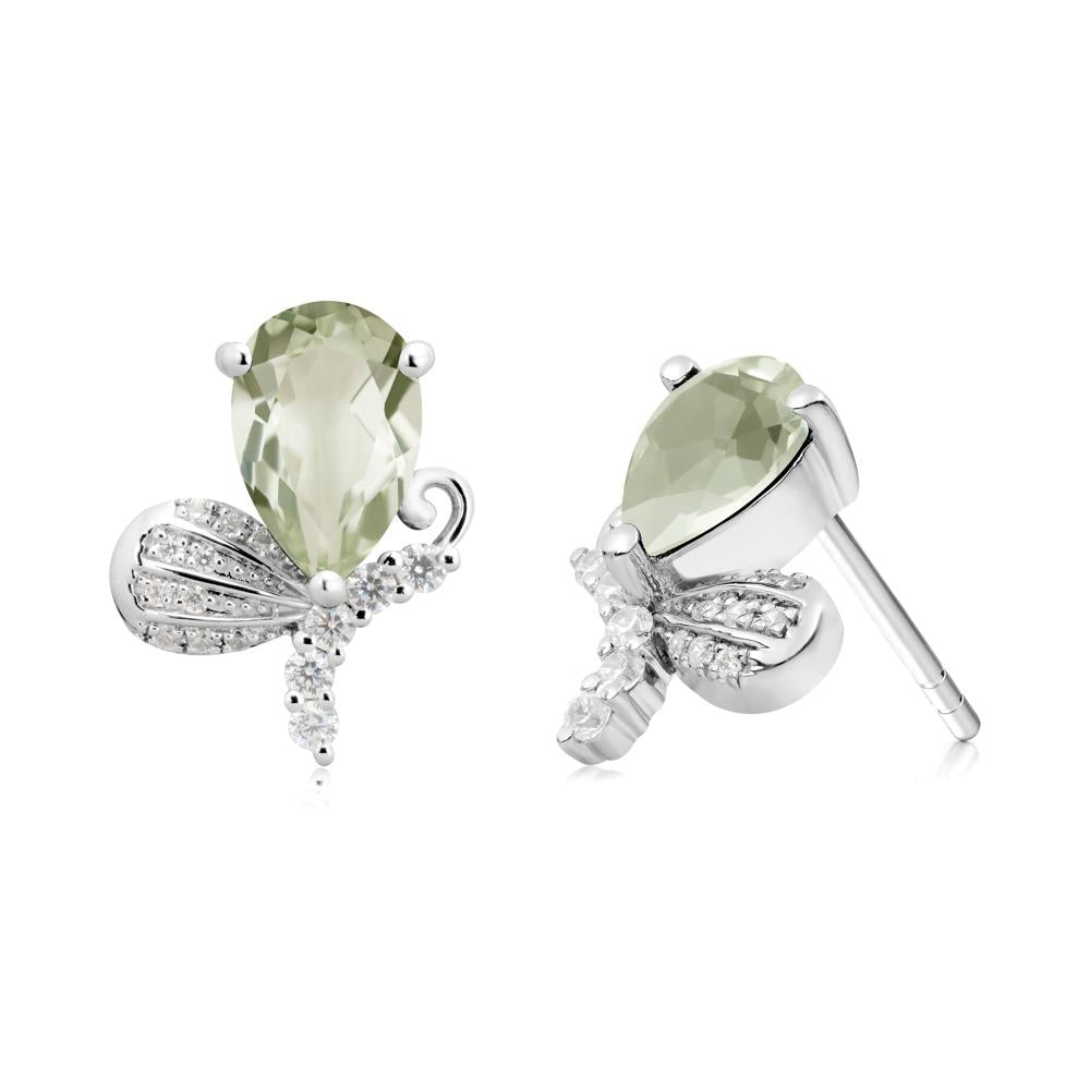 Butterfly Inspired Tear Shaped Green Amethyst Earrings - LUO Jewelry #metal_sterling silver