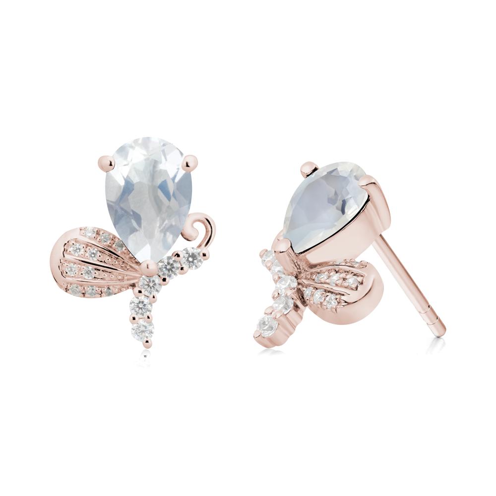 Sparkling Wing Moonstone Butterfly Earrings - LUO Jewelry #metal_14k rose gold