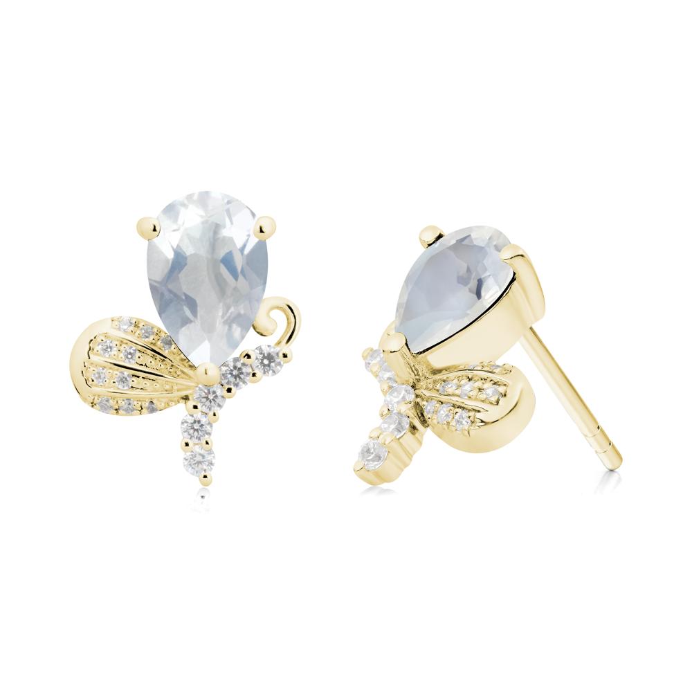 Sparkling Wing Moonstone Butterfly Earrings - LUO Jewelry #metal_18k yellow gold