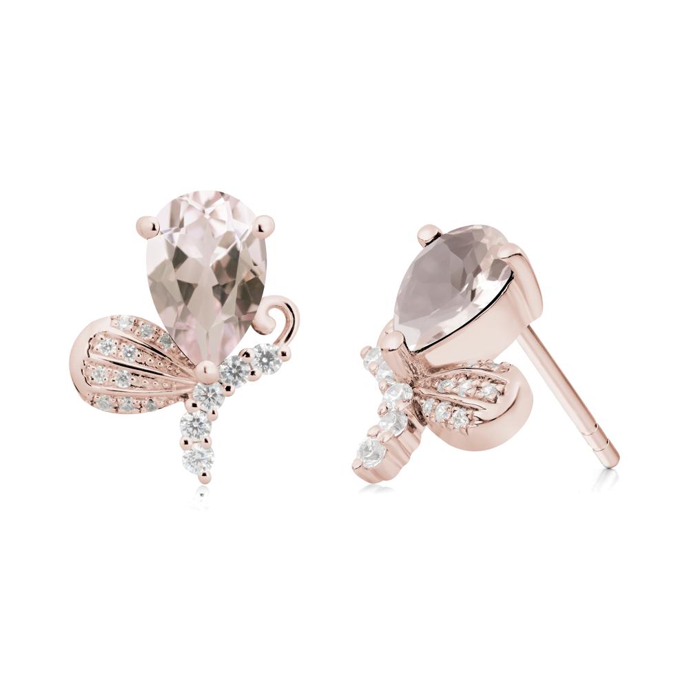Butterfly Inspired Tear Shaped Morganite Earrings - LUO Jewelry #metal_14k rose gold