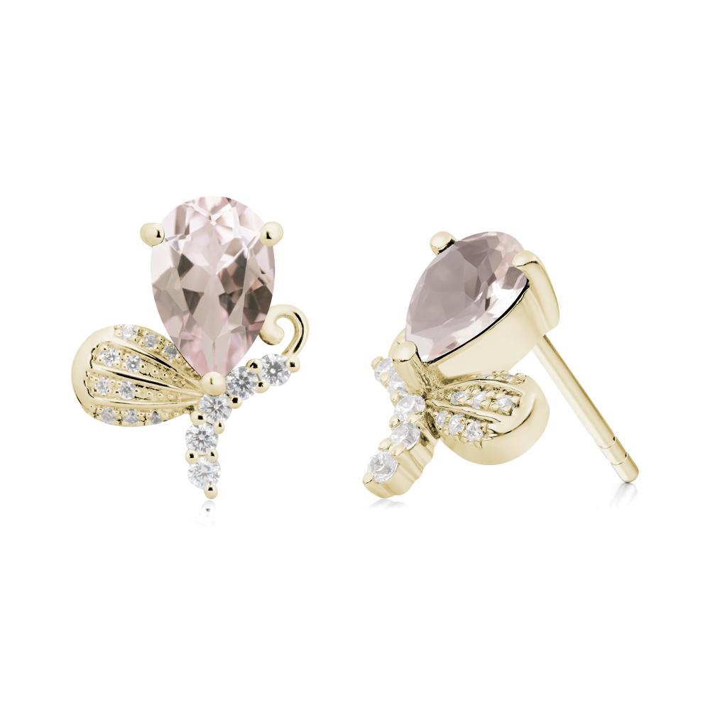 Butterfly Inspired Tear Shaped Morganite Earrings - LUO Jewelry #metal_14k yellow gold