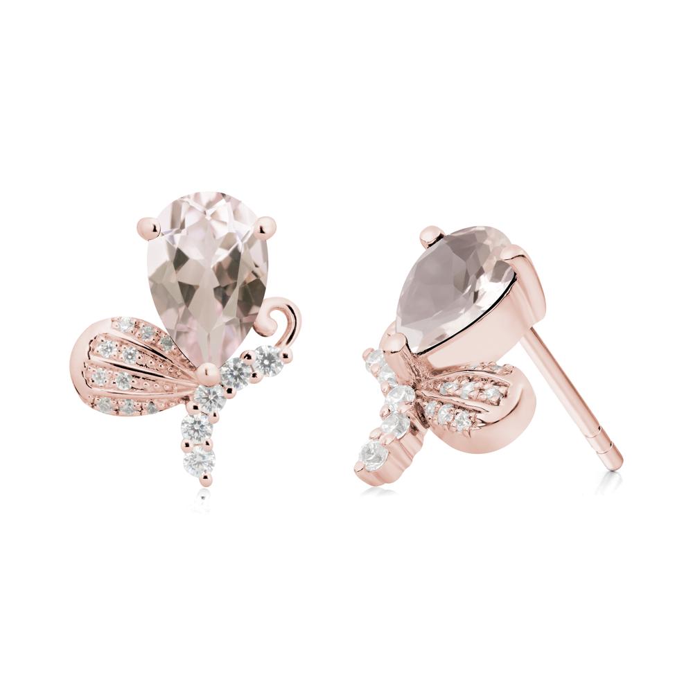 Butterfly Inspired Tear Shaped Morganite Earrings - LUO Jewelry #metal_18k rose gold