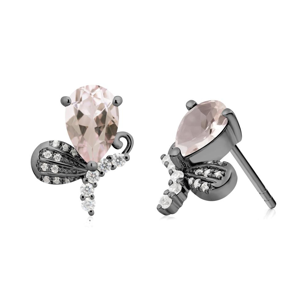 Butterfly Inspired Tear Shaped Morganite Earrings - LUO Jewelry #metal_black finish sterling silver