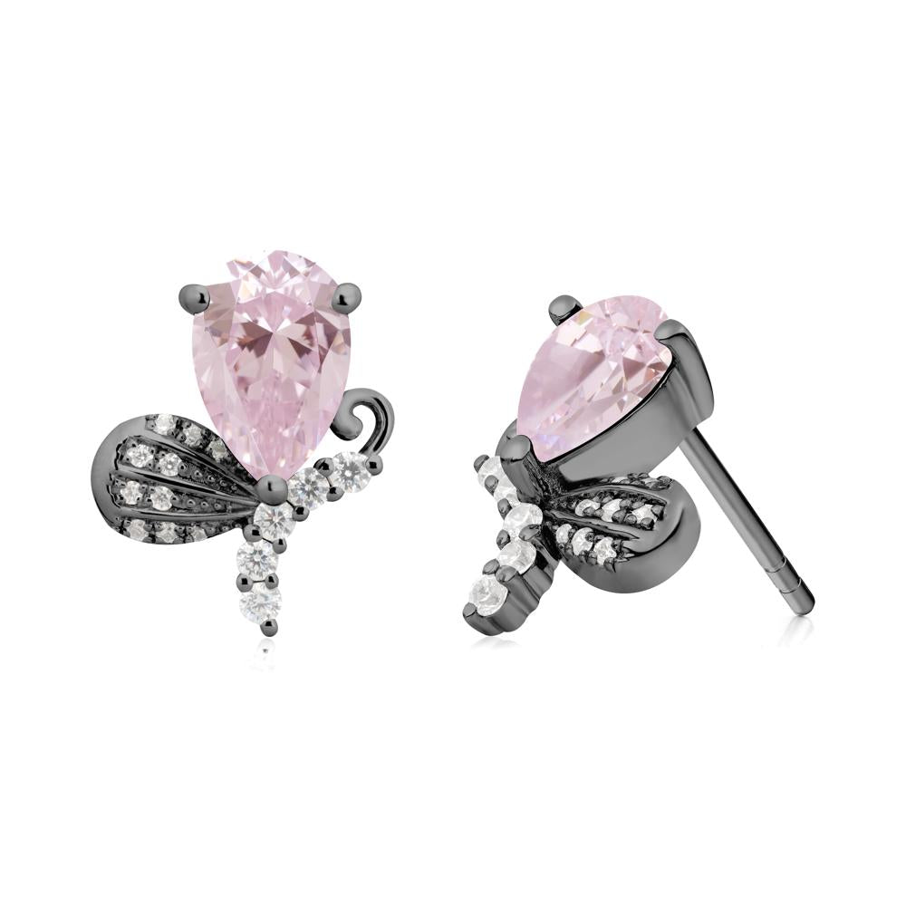 Sparkling Wing Pink Cubic Zirconia Butterfly Earrings - LUO Jewelry #metal_black finish sterling silver