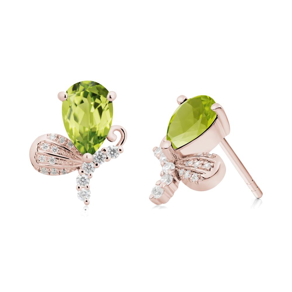 Sparkling Wing Peridot Butterfly Earrings - LUO Jewelry #metal_14k rose gold