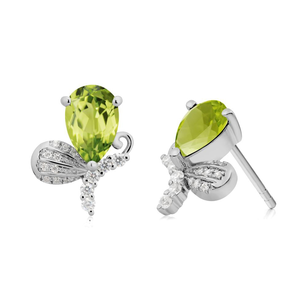 Sparkling Wing Peridot Butterfly Earrings - LUO Jewelry #metal_platinum