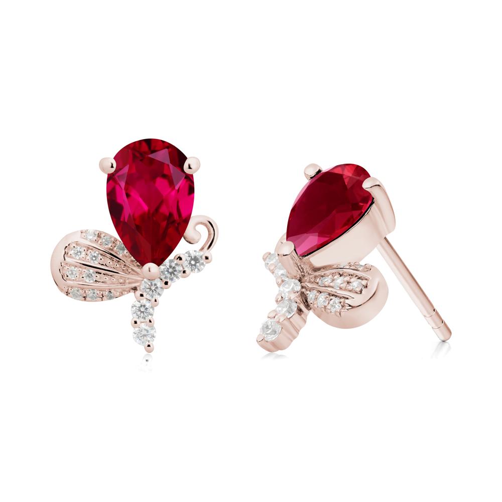 Sparkling Wing Ruby Butterfly Earrings - LUO Jewelry #metal_14k rose gold