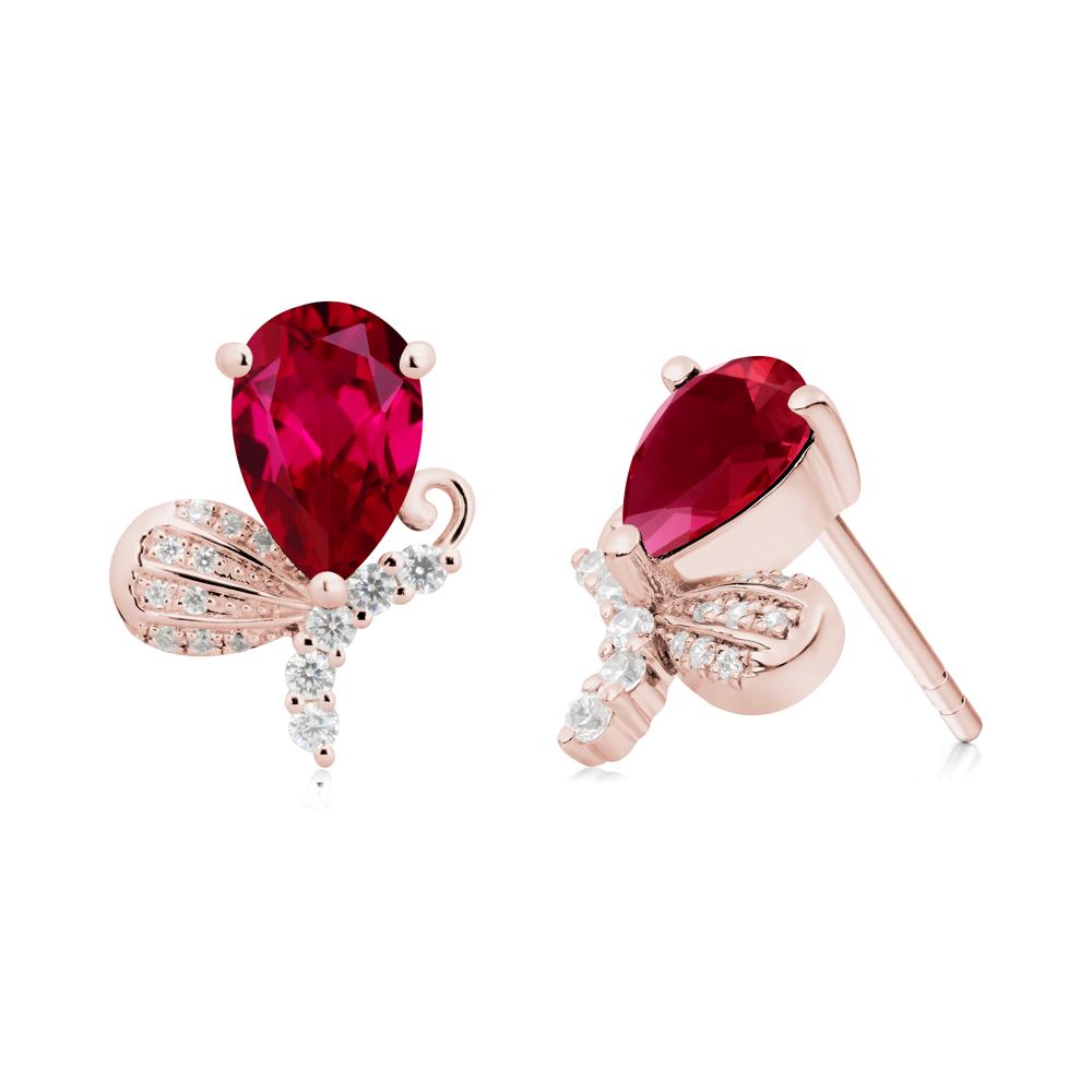 Sparkling Wing Ruby Butterfly Earrings - LUO Jewelry #metal_18k rose gold