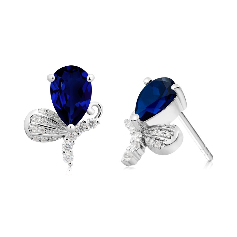 Sparkling Wing Sapphire Butterfly Earrings - LUO Jewelry #metal_14k white gold