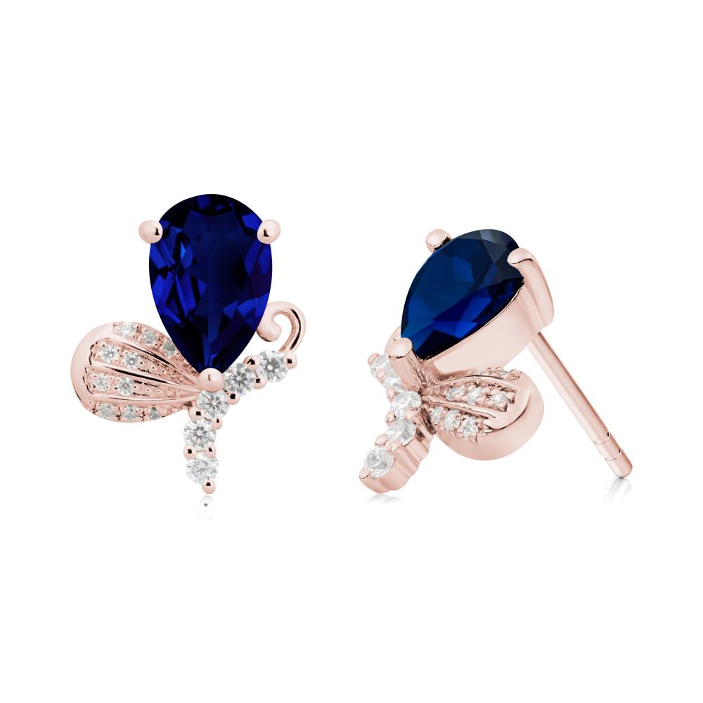 Sparkling Wing Sapphire Butterfly Earrings - LUO Jewelry #metal_18k rose gold