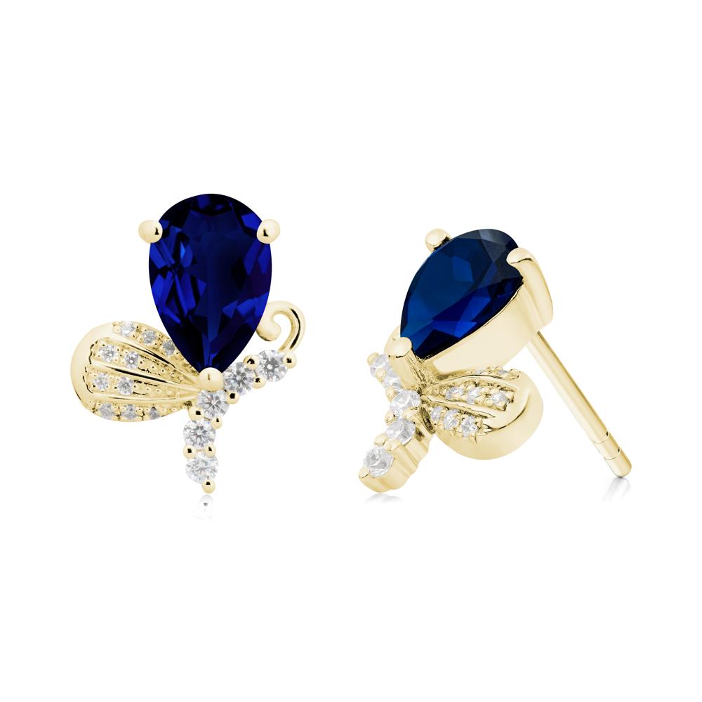 Sparkling Wing Sapphire Butterfly Earrings - LUO Jewelry #metal_18k yellow gold