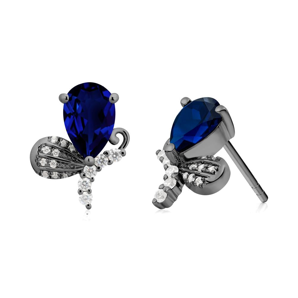 Sparkling Wing Sapphire Butterfly Earrings - LUO Jewelry #metal_black finish sterling silver