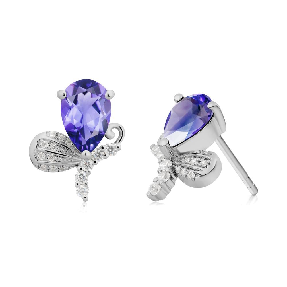 Butterfly Inspired Tear Shaped Tanzanite Earrings - LUO Jewelry #metal_platinum