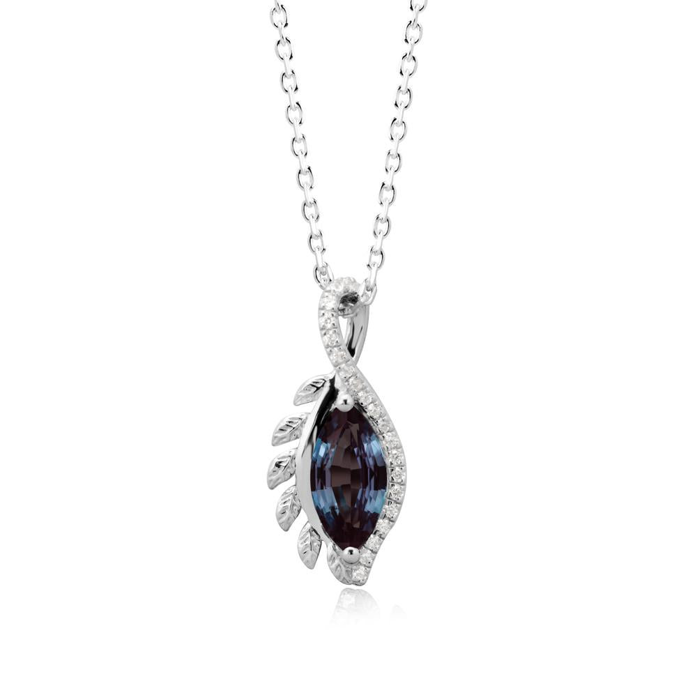 Marquise Alexandrite Leaf Vine Pendant Necklace - LUO Jewelry #metal_18k white gold