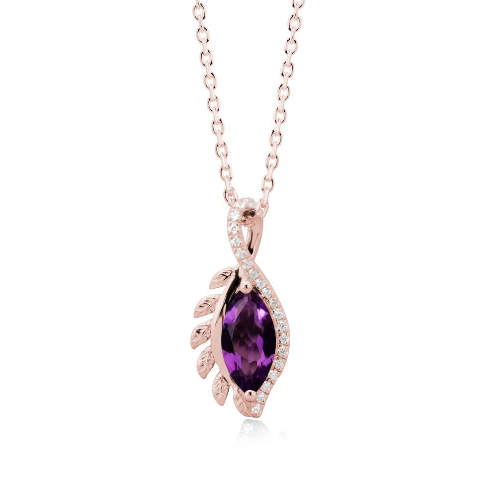 Nature Inspired Marquise Amethyst Necklace - LUO Jewelry #metal_18k rose gold