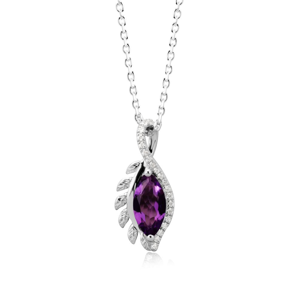 Nature Inspired Marquise Amethyst Necklace - LUO Jewelry #metal_18k white gold