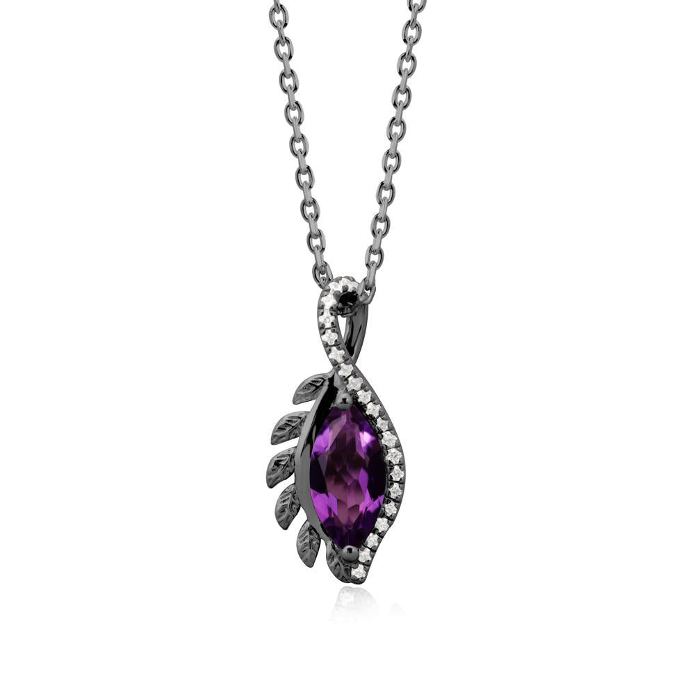 Nature Inspired Marquise Amethyst Necklace - LUO Jewelry #metal_black finish sterling silver