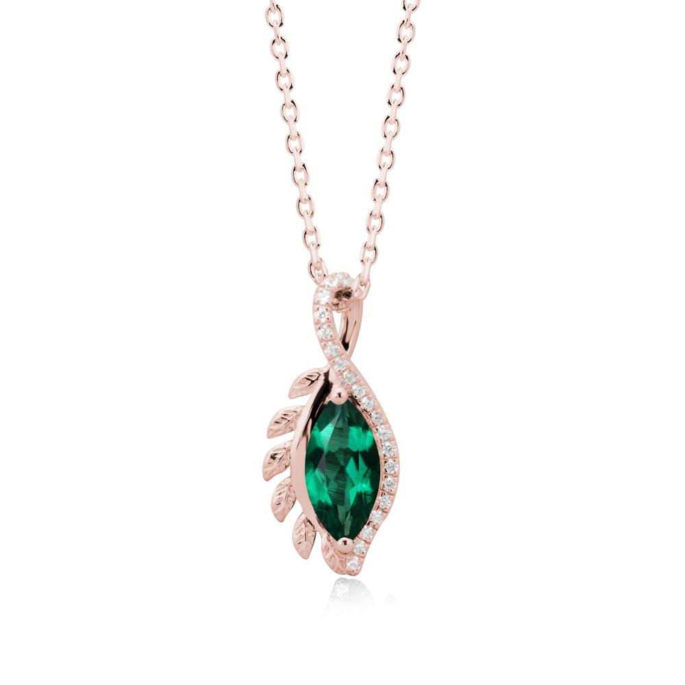 Nature Inspired Marquise Emerald Necklace - LUO Jewelry #metal_18k rose gold