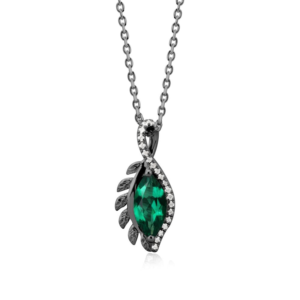 Nature Inspired Marquise Emerald Necklace - LUO Jewelry #metal_black finish sterling silver