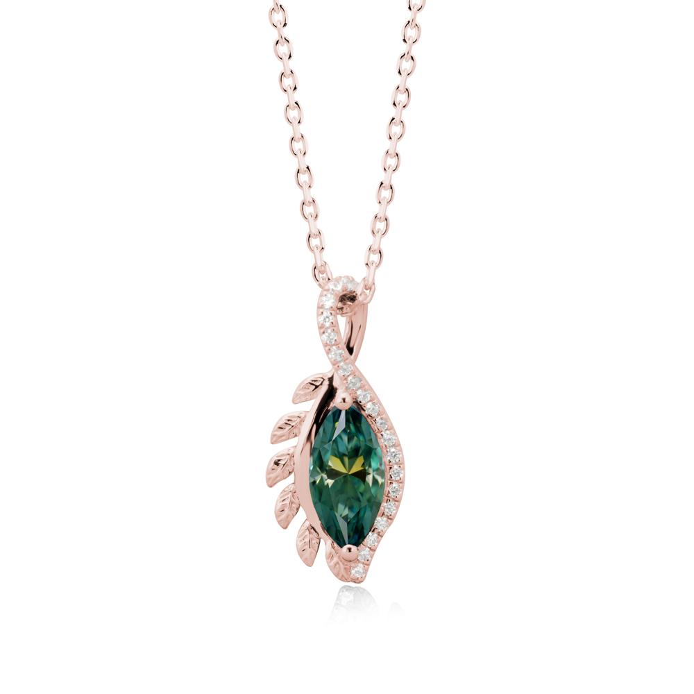 Nature Inspired Marquise Green Moissanite Necklace - LUO Jewelry #metal_18k rose gold