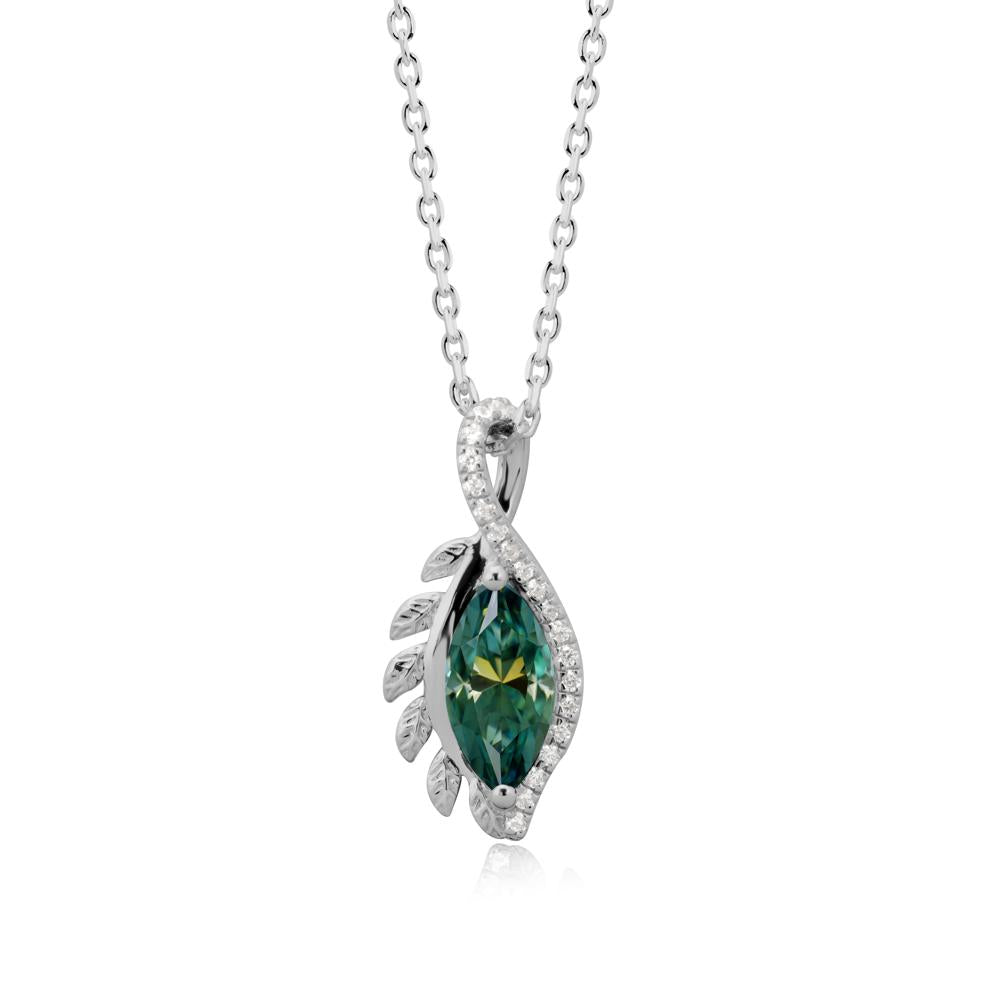 Nature Inspired Marquise Green Moissanite Necklace - LUO Jewelry #metal_platinum