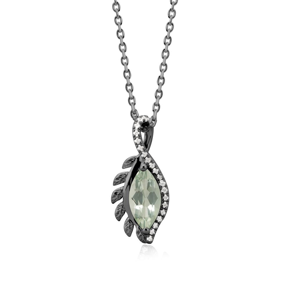 Marquise Green Amethyst Leaf Vine Pendant Necklace - LUO Jewelry #metal_black finish sterling silver