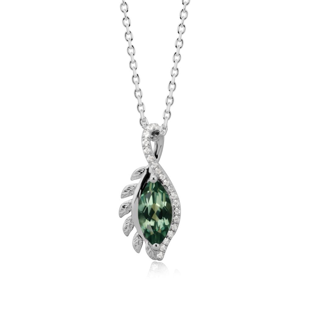 Nature Inspired Marquise Green Sapphire Necklace - LUO Jewelry #metal_platinum