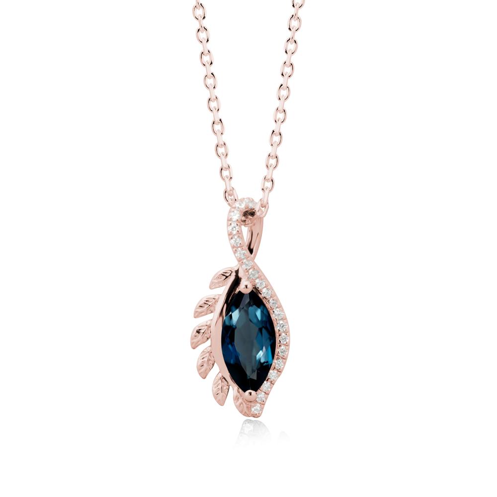 Nature Inspired Marquise London Blue Topaz Necklace - LUO Jewelry #metal_18k rose gold