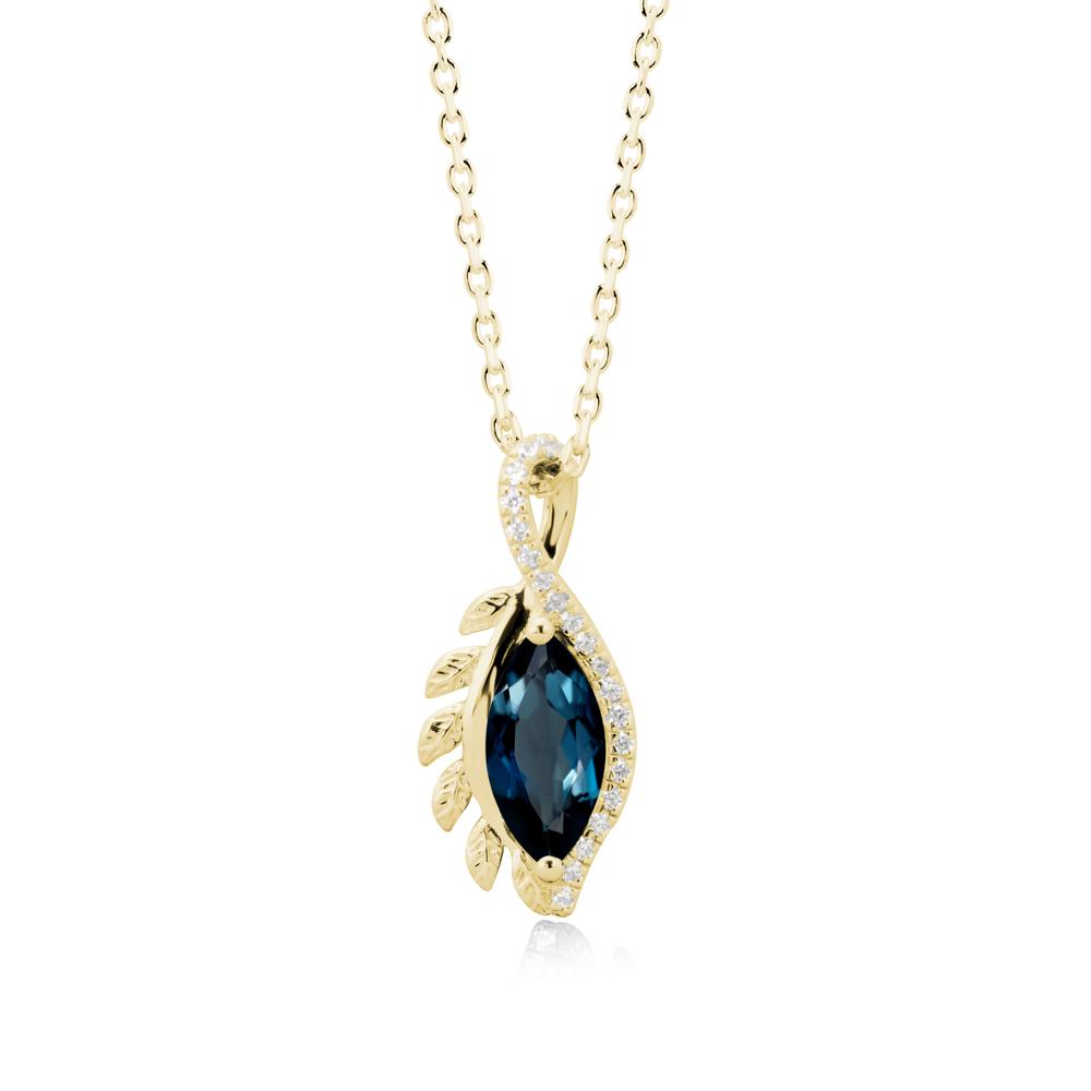 Nature Inspired Marquise London Blue Topaz Necklace - LUO Jewelry #metal_18k yellow gold