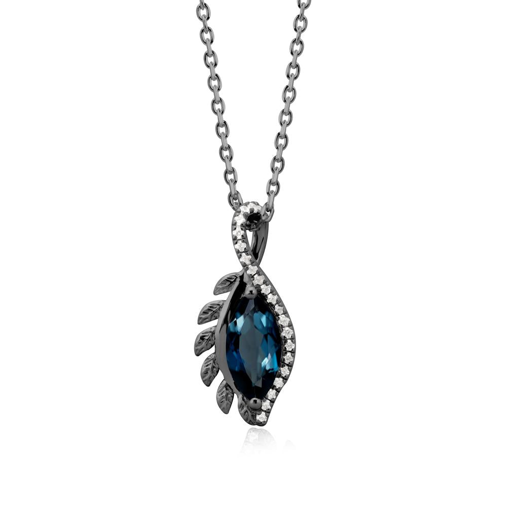 Nature Inspired Marquise London Blue Topaz Necklace - LUO Jewelry #metal_black finish sterling silver