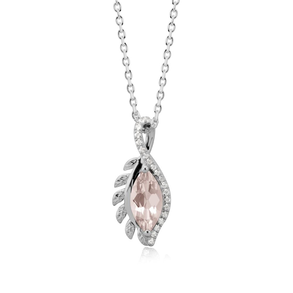 Marquise Morganite Leaf Vine Pendant Necklace - LUO Jewelry #metal_platinum