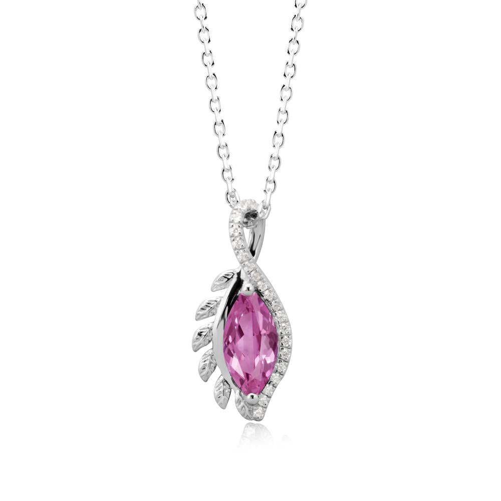 Nature Inspired Marquise Pink Sapphire Necklace - LUO Jewelry #metal_18k white gold