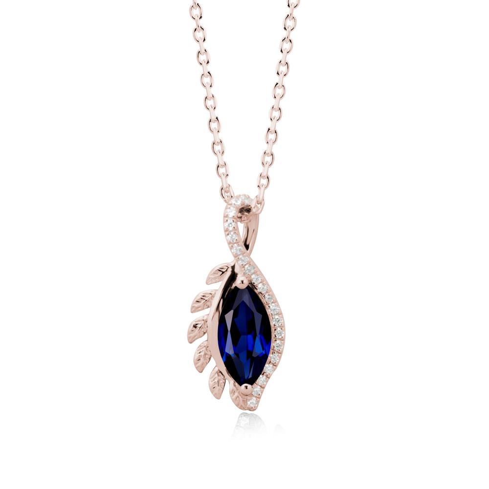 Nature Inspired Marquise Sapphire Necklace - LUO Jewelry #metal_14k rose gold