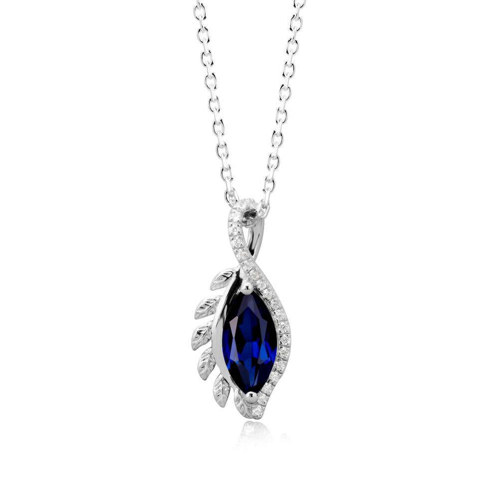 Nature Inspired Marquise Sapphire Necklace - LUO Jewelry #metal_14k white gold
