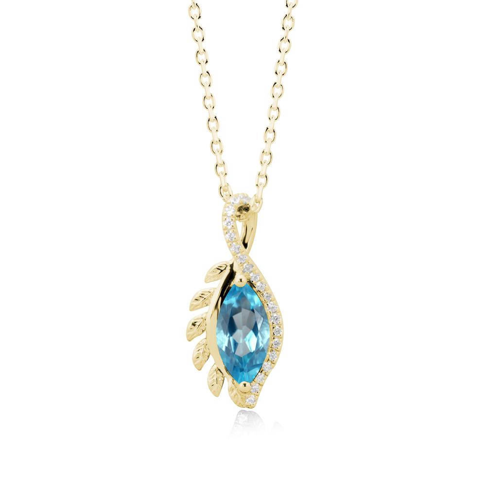 Nature Inspired Marquise Swiss Blue Topaz Necklace - LUO Jewelry #metal_18k yellow gold