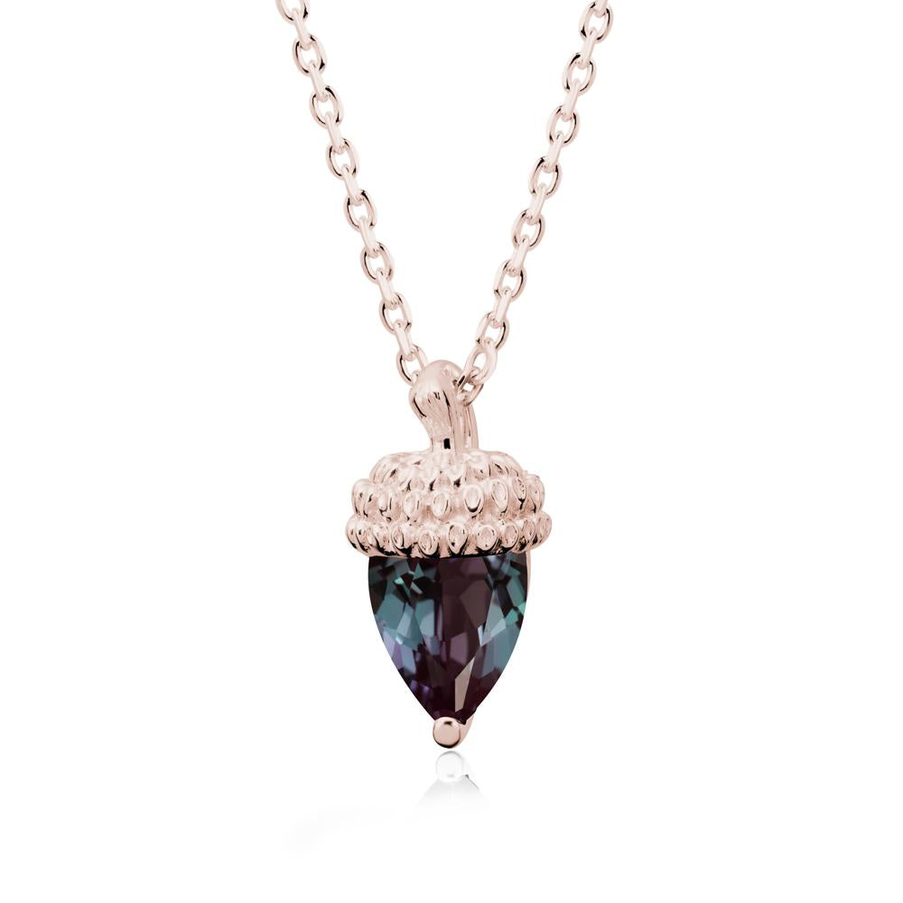 Pear Cut Alexandrite Acorn Pendant - LUO Jewelry #metal_14k rose gold
