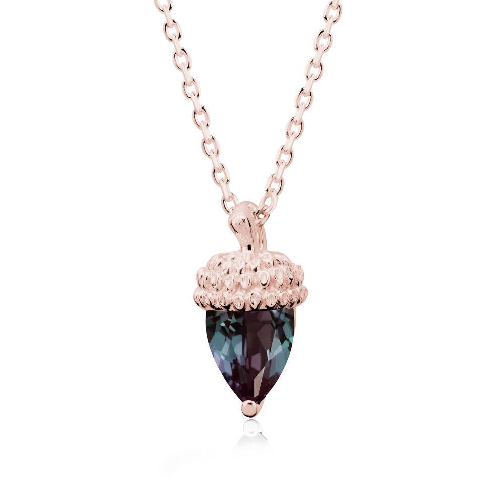 Pear Cut Alexandrite Acorn Pendant - LUO Jewelry #metal_18k rose gold