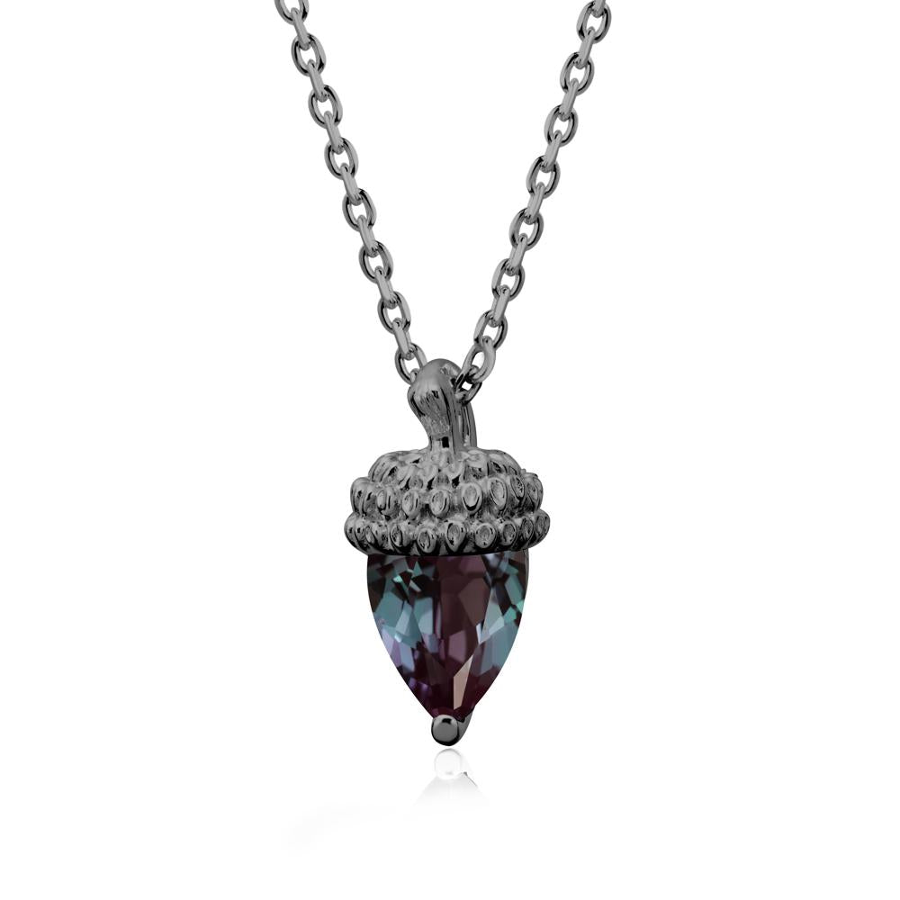 Pear Cut Alexandrite Acorn Pendant - LUO Jewelry #metal_black finish sterling silver