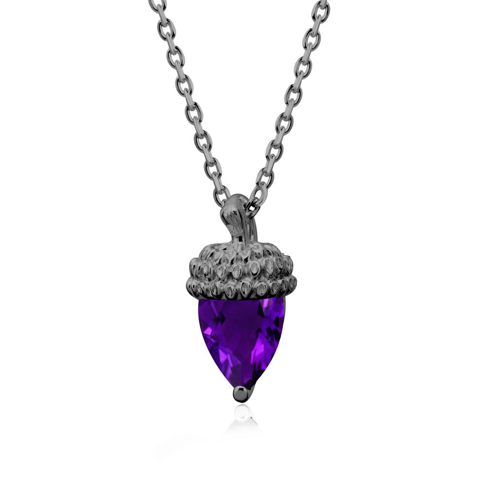 Nature's Charm Amethyst Acorn Necklace - LUO Jewelry #metal_black finish sterling silver
