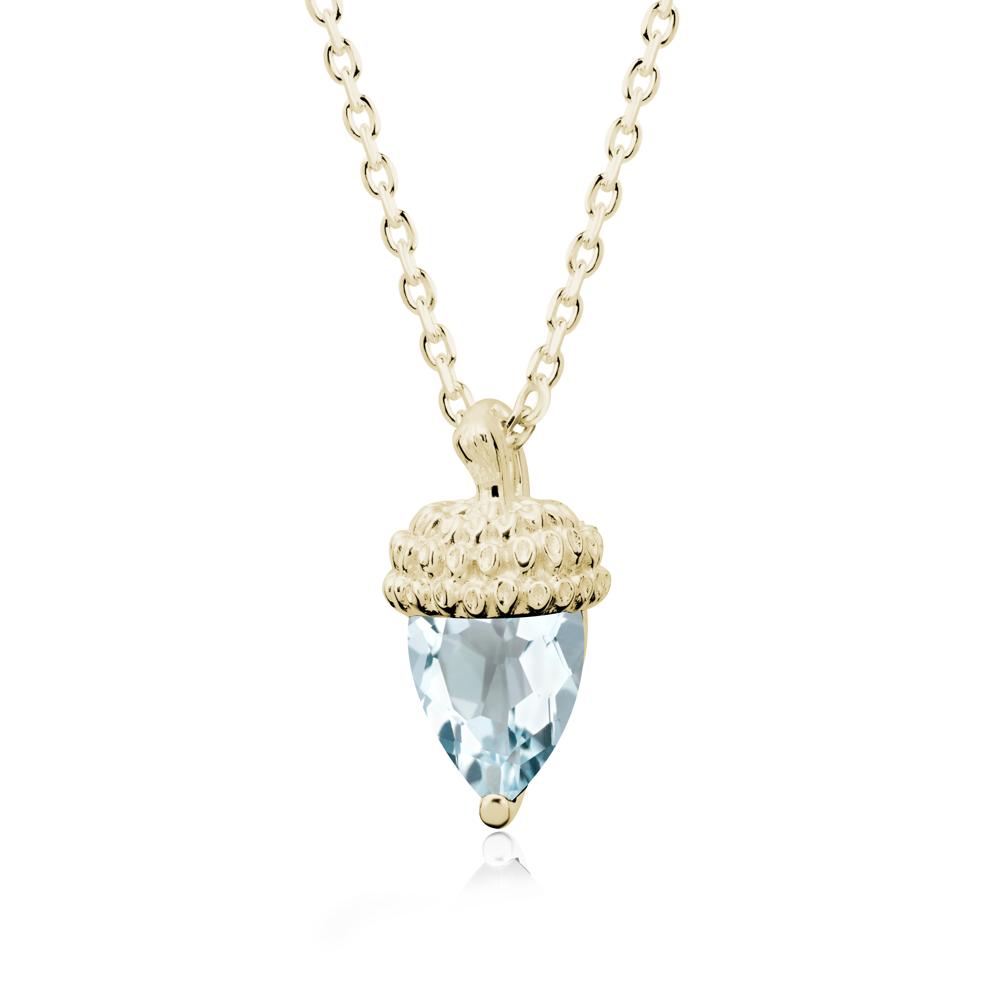 Pear Cut Aquamarine Acorn Pendant - LUO Jewelry #metal_14k yellow gold