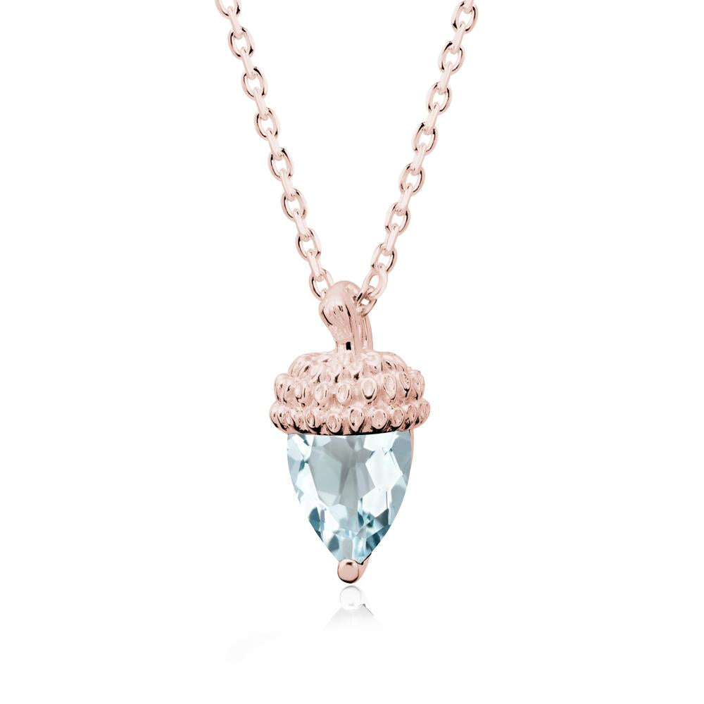 Pear Cut Aquamarine Acorn Pendant - LUO Jewelry #metal_18k rose gold