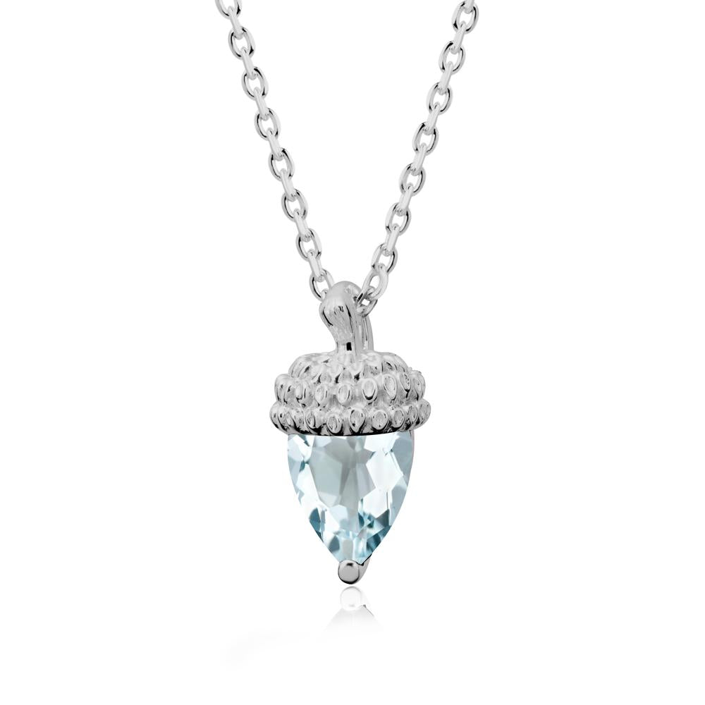 Pear Cut Aquamarine Acorn Pendant - LUO Jewelry #metal_platinum