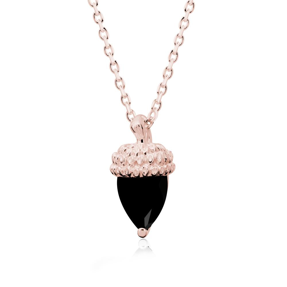Pear Cut Black Spinel Acorn Pendant - LUO Jewelry #metal_18k rose gold