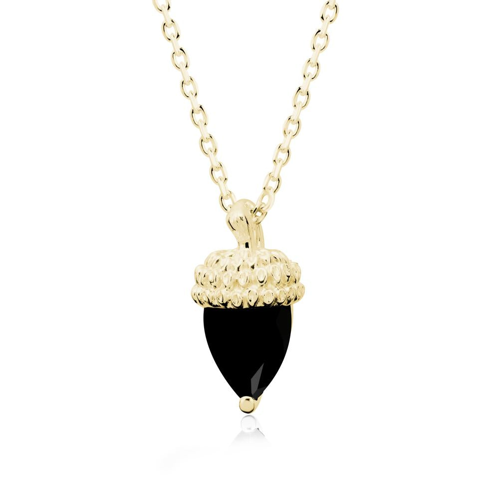 Pear Cut Black Spinel Acorn Pendant - LUO Jewelry #metal_18k yellow gold