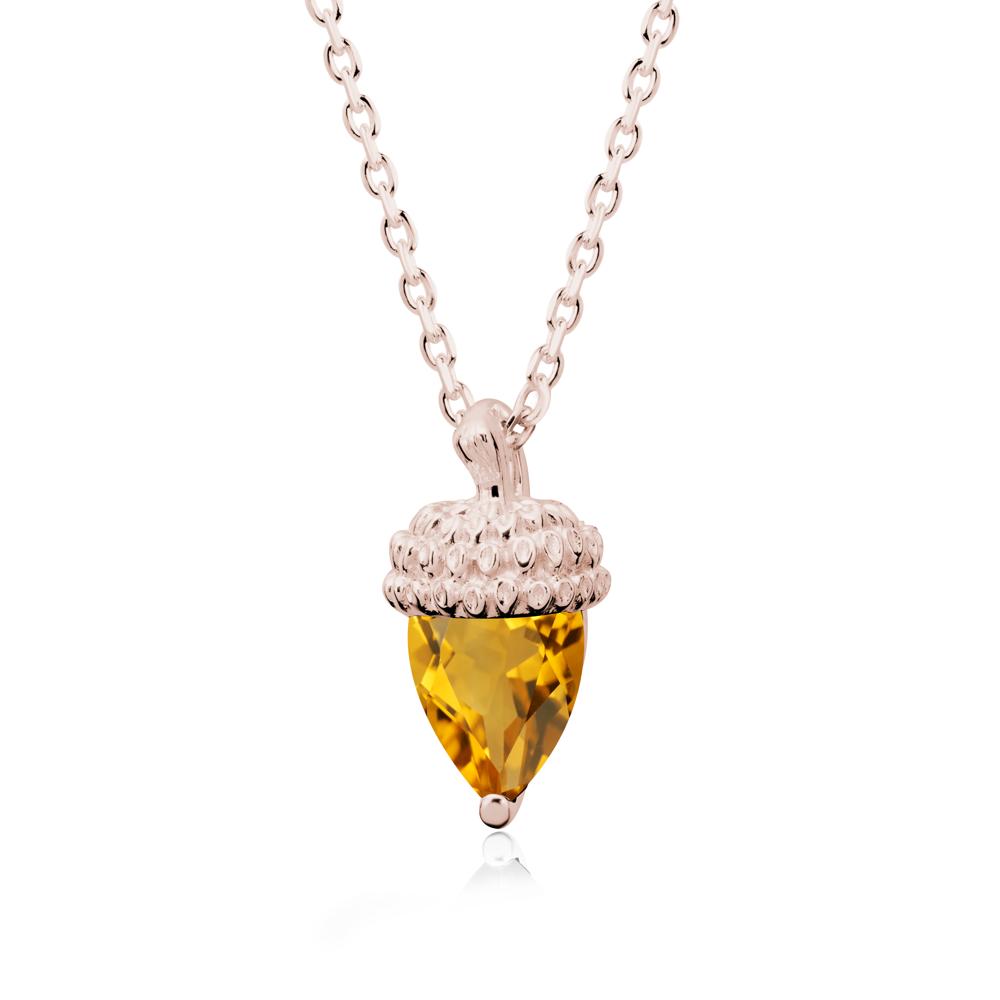 Nature's Charm Citrine Acorn Necklace - LUO Jewelry #metal_14k rose gold