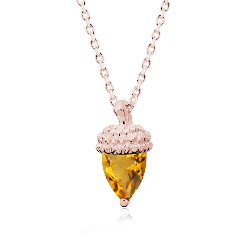Nature's Charm Citrine Acorn Necklace - LUO Jewelry #metal_18k rose gold