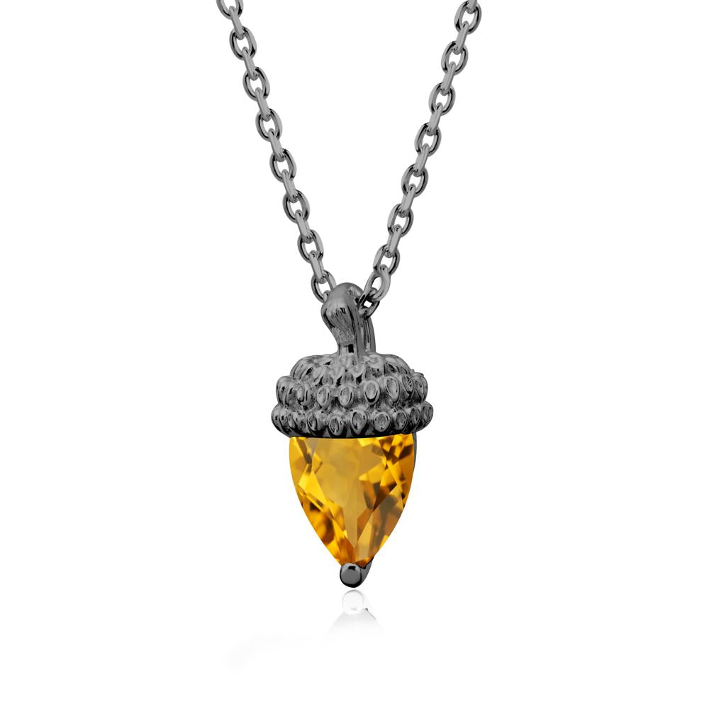 Nature's Charm Citrine Acorn Necklace - LUO Jewelry #metal_black finish sterling silver